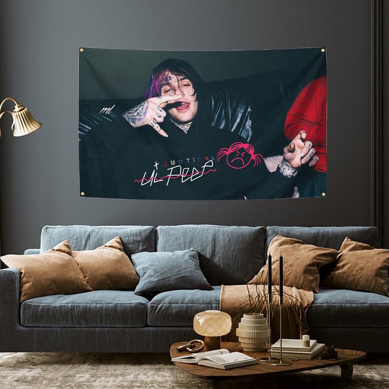 Rap Singer Music Poster Lil Singer Peep Tapestry 3X5 Feet Home Decoration Tapestry Bedroom, Living Room, University Dormitory Decoration Available for Indoor and Outdoor Use