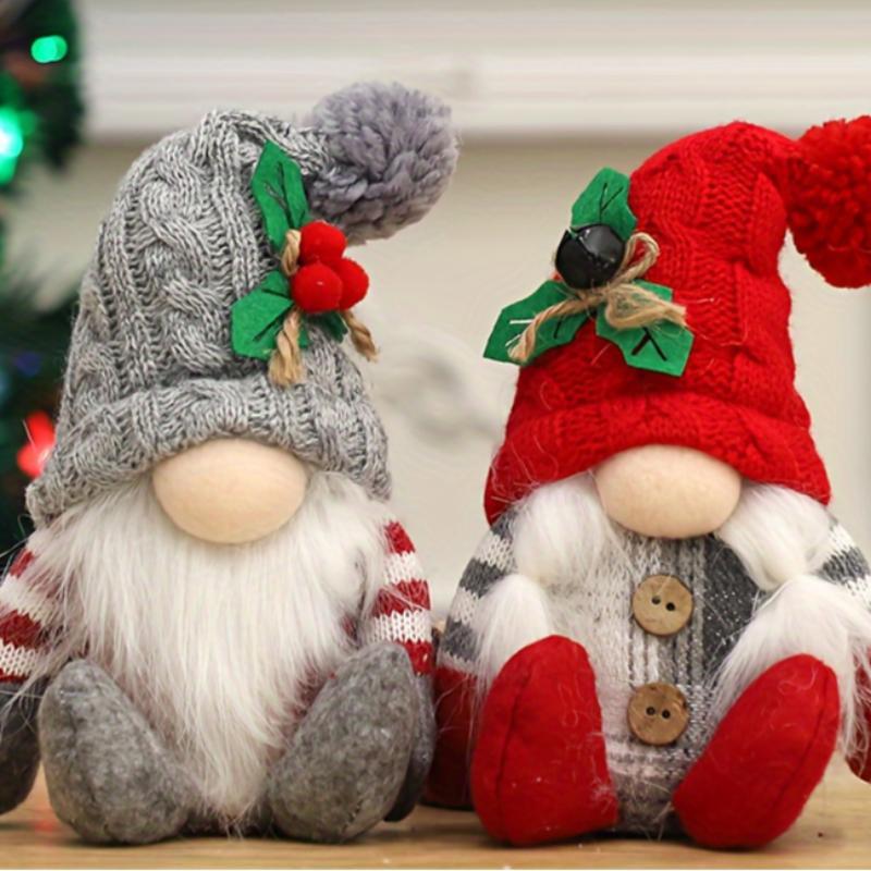 Christmas Gnome Design Knitting Doll, 2 Counts set Cute Dwarf Doll, Indoor Dining Table Mantel Decorations, Home Decorations for Festival