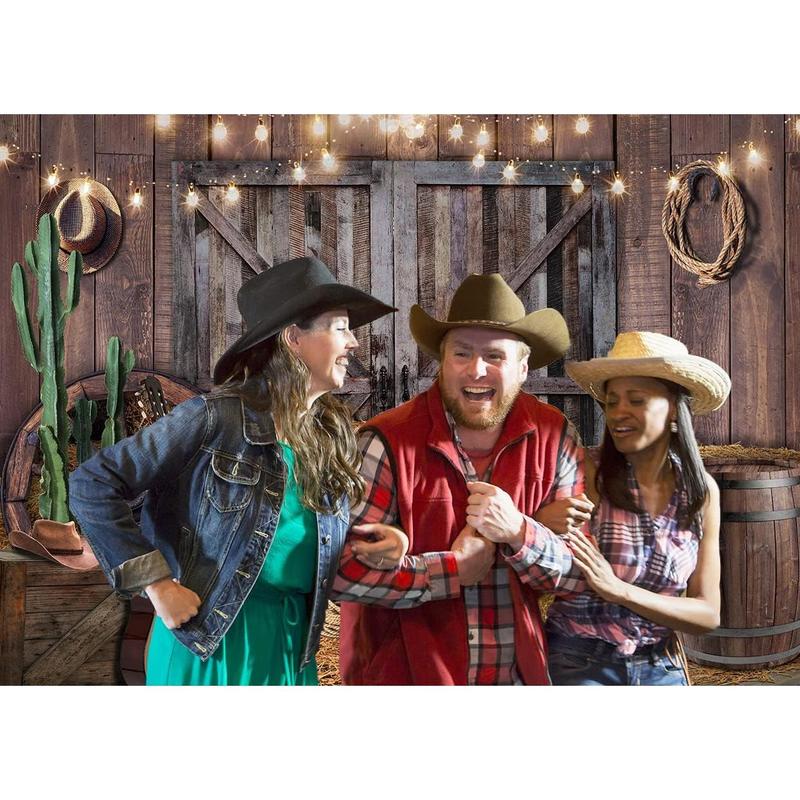 6x4ft Western Cowboy Backdrop Western Party Decorations Wild West Vintage Wooden House Barn Door Photography Background Cowboy Theme Party Decorations Banner Photo Booth F44