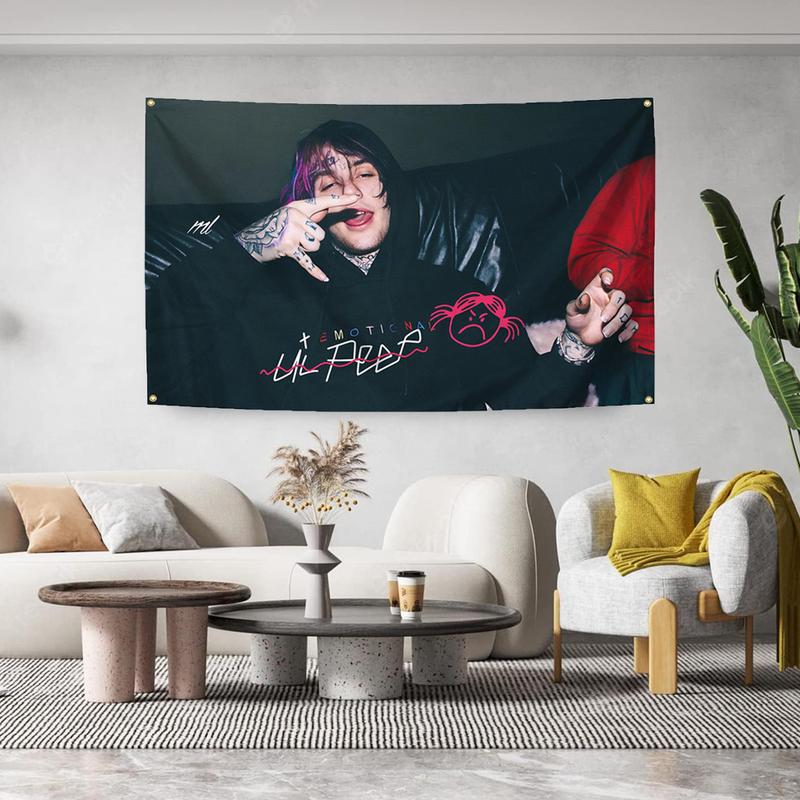 Rap Singer Music Poster Lil Singer Peep Tapestry 3X5 Feet Home Decoration Tapestry Bedroom, Living Room, University Dormitory Decoration Available for Indoor and Outdoor Use