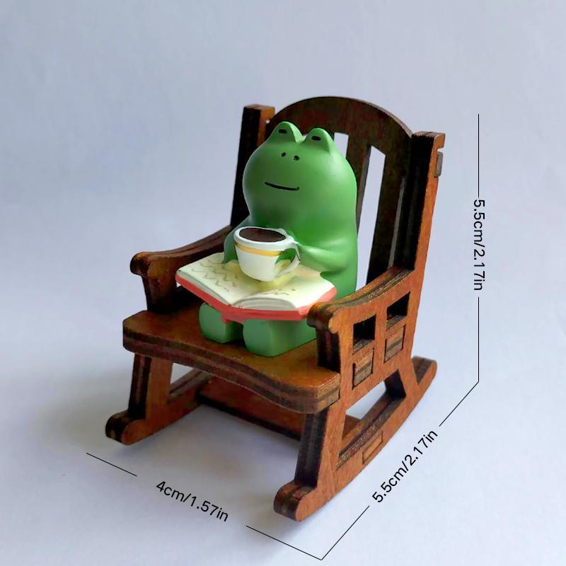 Frog Sitting on Chair Design Resin Ornament, Mini Cute Creative Desk Decoration, Desk Decoration for Home Office