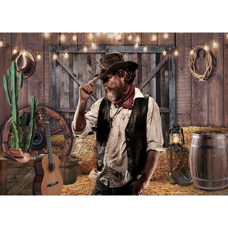 6x4ft Western Cowboy Backdrop Western Party Decorations Wild West Vintage Wooden House Barn Door Photography Background Cowboy Theme Party Decorations Banner Photo Booth F44