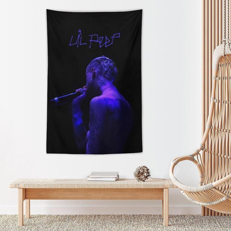 ALEEIK Singer Lil Tapestry Rapper Music Album Tapestries Art Home Wall Decor Hanging Poster Picture Print Living Room Bedroom Decorative (60 * 40 Inches)