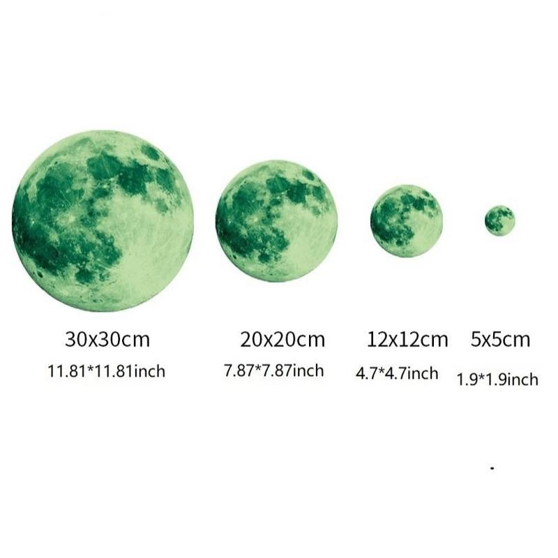 Luminous Moon Design Wall Sticker Ornaments, 1 Count PVC Self-Adhesive Glow in the Dark Moon Decorative Art, Wall Decors for Bedroom Living Room