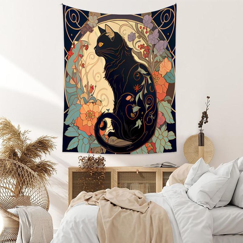 Cartoon Cat Pattern Tapestry, 1 Count Wall Hanging Blanket, Backdrop Decoration for Home Bedroom Living Room