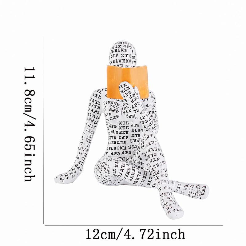 Reading Woman Design Resin Ornament, 1 Count Creative Modern Female Sculpture Decoration Craft For Desktop Bookshelf Home Decor