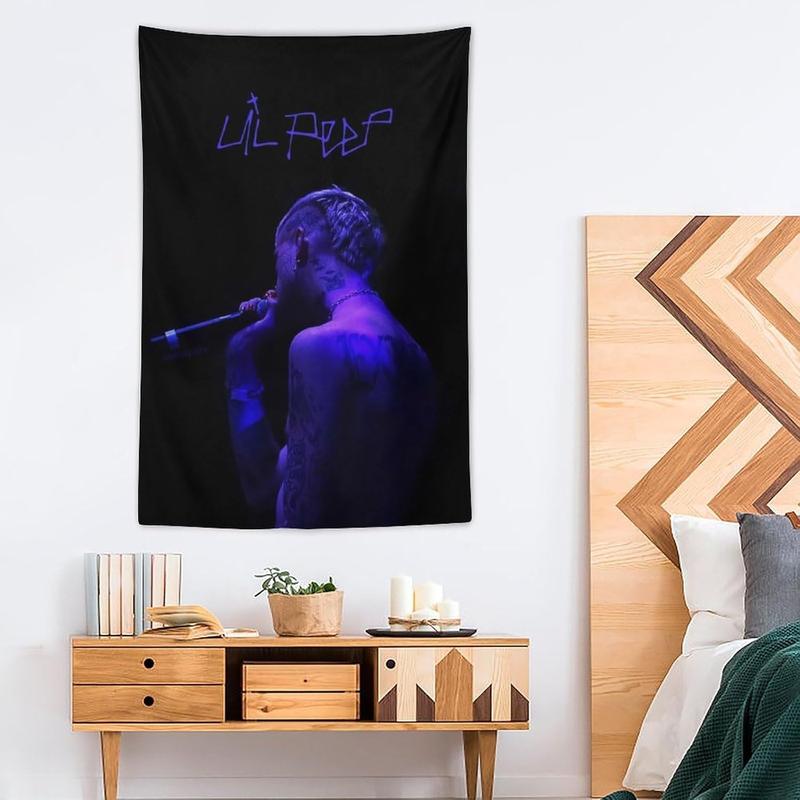 ALEEIK Singer Lil Tapestry Rapper Music Album Tapestries Art Home Wall Decor Hanging Poster Picture Print Living Room Bedroom Decorative (60 * 40 Inches)