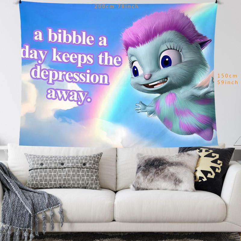 Cartoon Monster Pattern Funny Bibble Faith Tapestry, 1 Count Casual Hanging Blanket, Wall Hanging Decor for Home Living Room & Bedroom