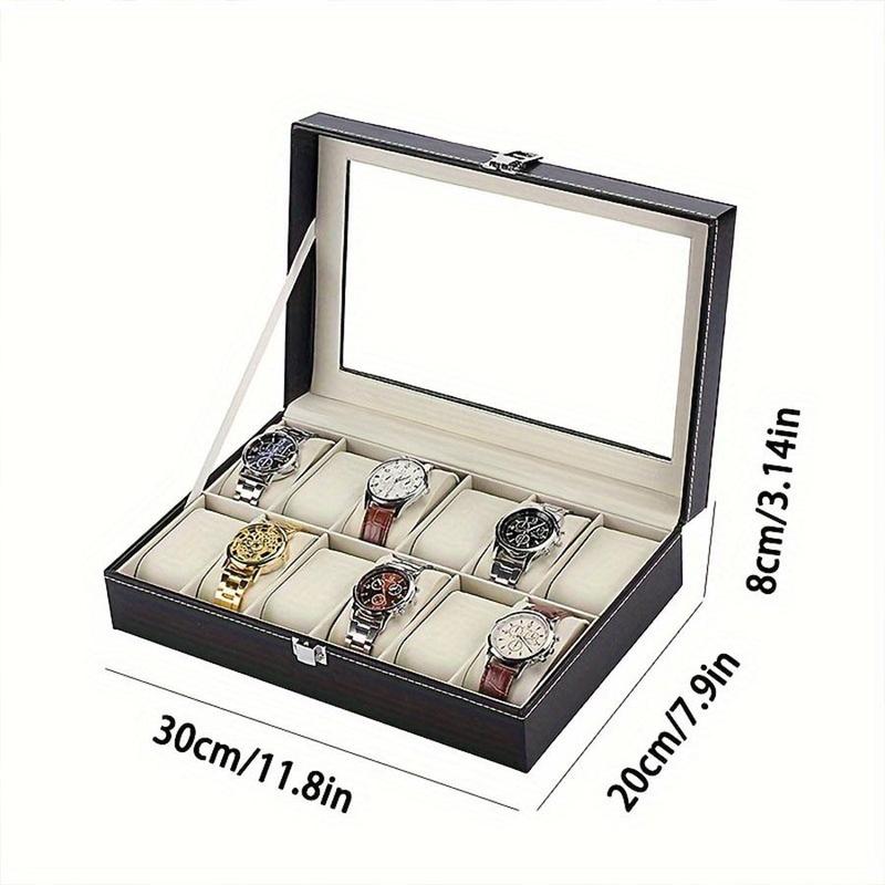 Watch Bracelet Display Storage Box, 1 Count 12-grid PU Leather Watch Bracelet Display Storage Box with Lock, Home Organizer for Living Room Bedroom