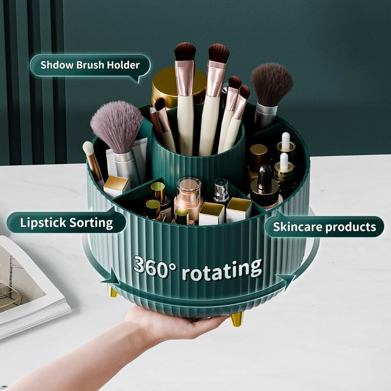 360° Rotate Makeup Brush Holder Organizer, Makeup Organizers Countertop, Makeup organization and Skincare Storage for Vanity, Desktop, Bathroom (Green)