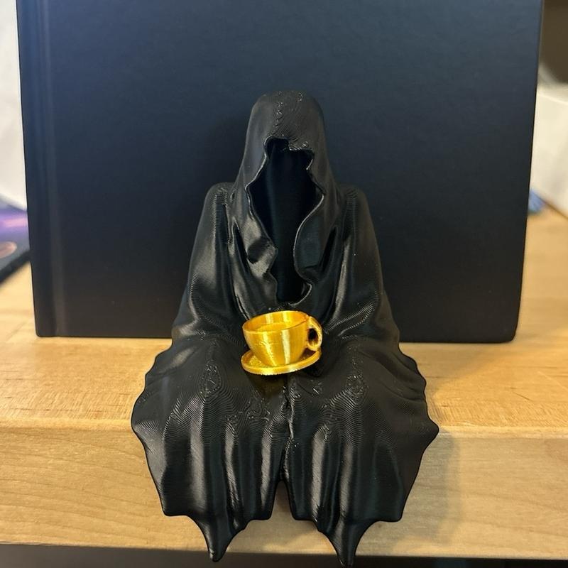 3D Printed sitting ghost book decor nook suriel hooded figure sitting figurine Decoration Eye Spooky