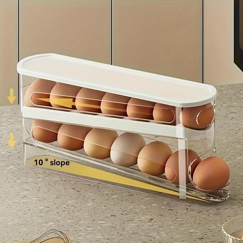 Flip-Top Egg Storage Box for Refrigerator - Durable Plastic, Space-Saving Kitchen Organizer