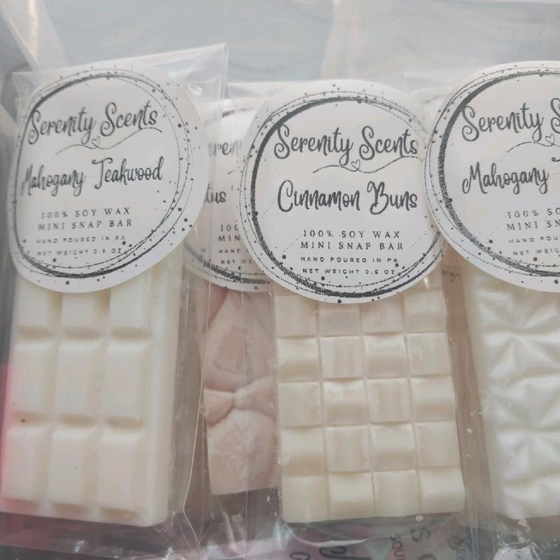 Minis! Sample Size Mini Wax Melt Snap Bar - Assorted Designs - 100% Soy Wax Candle Decor