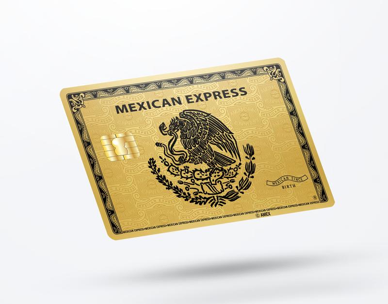 gold Mexican express with black eagle debit card sticker