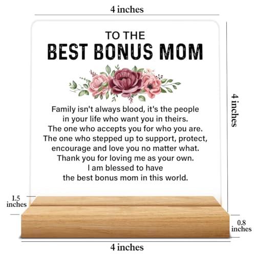 Bonus Mom Gift From Daughter Son, Bonus Mom Mothers Day Gifts, Thank You Gifts for Bonus Mom, Best Bonus Mom Acrylic Sign Keepsake Present