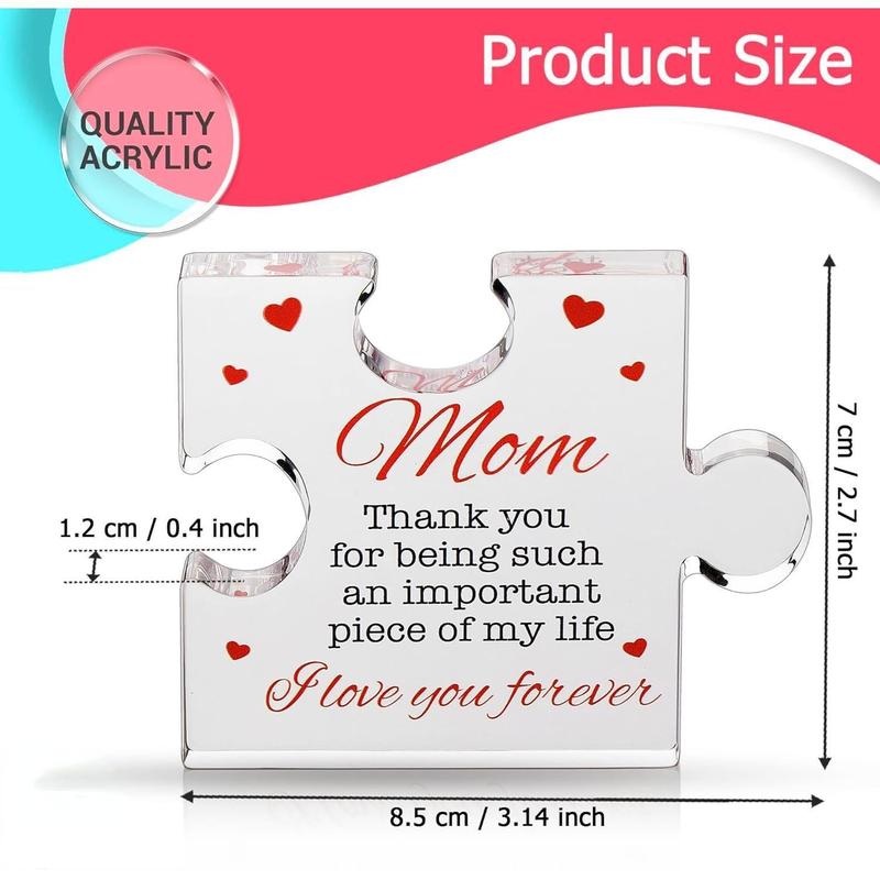 Mother's Day Gift, Gifts for Mom - Engraved Acrylic Block Puzzle Mom Present 4.1 x 3.5 inch - Cool Mom Presents from Daughter, Son, Dad - Heartwarming Mom Birthday Gift, Christmas