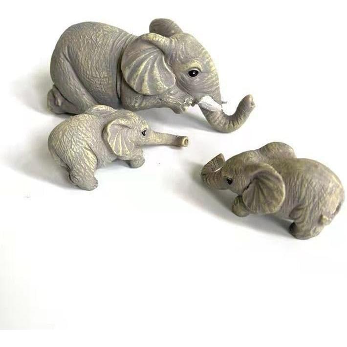 3Pcs Set Elephant Shelf Sitter, Mother Elephant Hanging Baby Elephants, Mantelpiece Decoration, Elephant Statue Sculpture Resin Figurines for Home Decor Ornaments