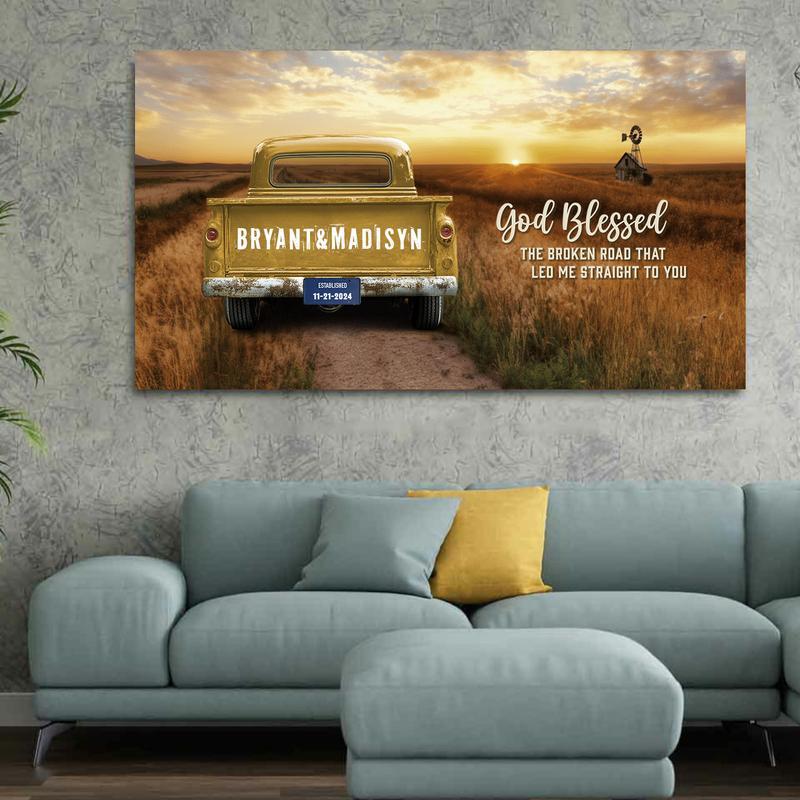 Custom Vintage Truck Farmhouse Canvas Gift Customize Photo Frame