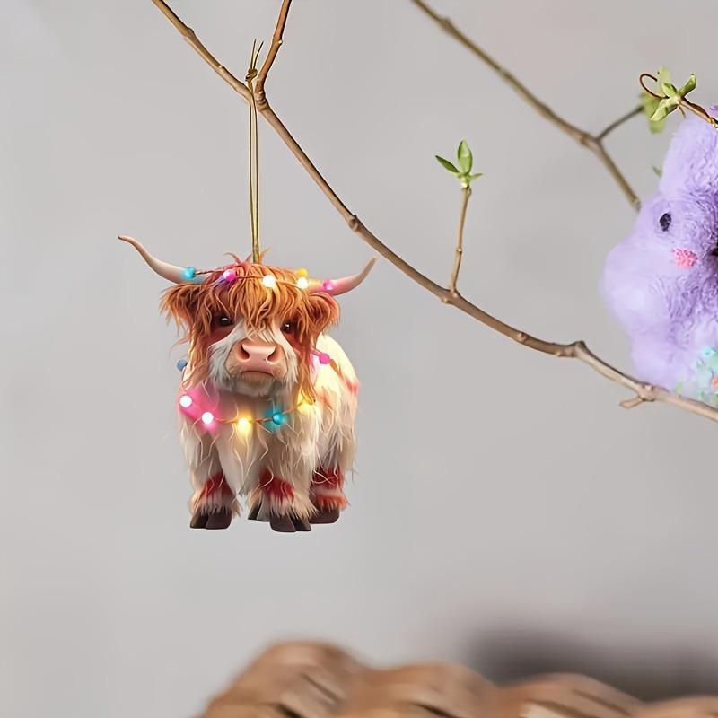 Cute Highland Cow Design Hanging Ornament, 1 Count Acrylic Christmas Tree Hanging Decoration, Hanging Decor for Home Party Festival