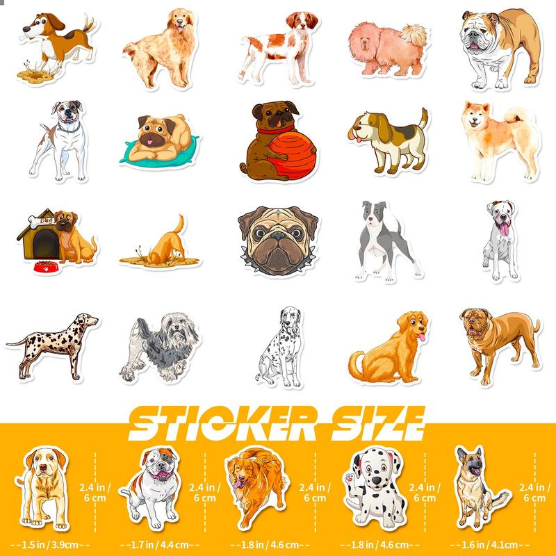 50pcs Cute Dog Pattern Graffiti Sticker, Creative Multi-purpose Sticker For DIY Craft, Decoration, Hand Account