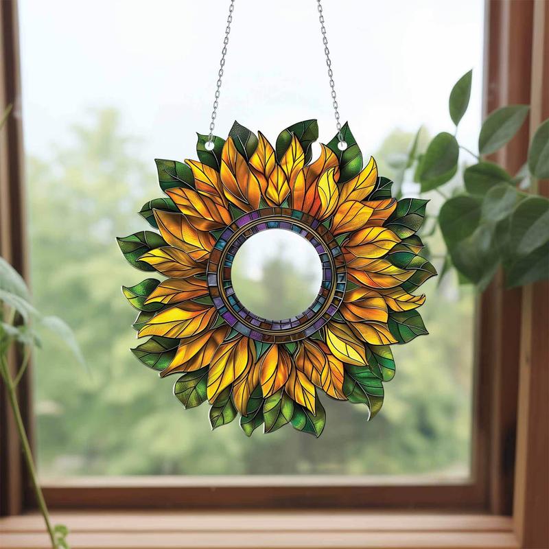 Sunflower Pattern Hanging Decor, Flower Design Hanging Ornament, Boho Style Wall Hanging for Home Garden, Gifts for Women