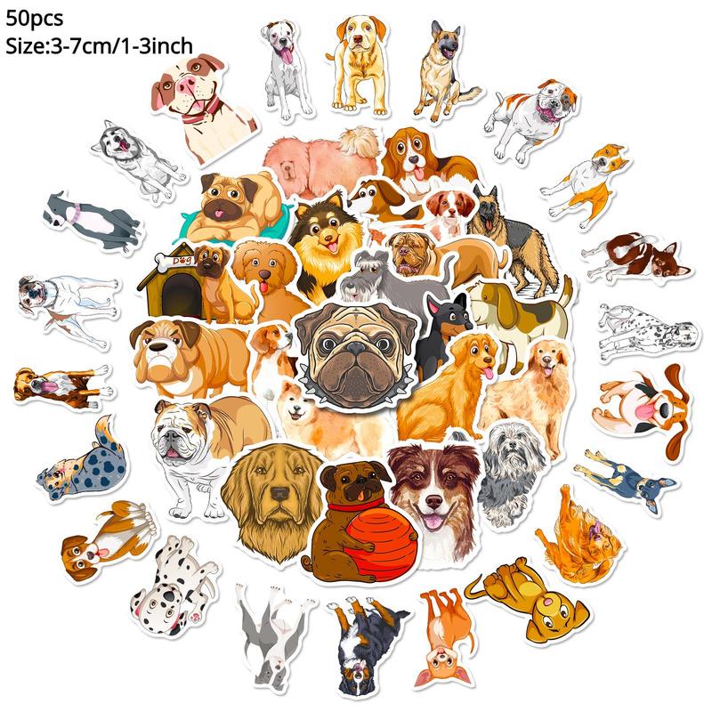 50pcs Cute Dog Pattern Graffiti Sticker, Creative Multi-purpose Sticker For DIY Craft, Decoration, Hand Account