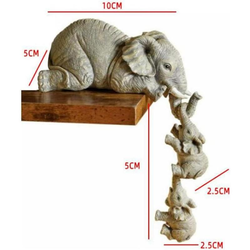 3Pcs Set Elephant Shelf Sitter, Mother Elephant Hanging Baby Elephants, Mantelpiece Decoration, Elephant Statue Sculpture Resin Figurines for Home Decor Ornaments