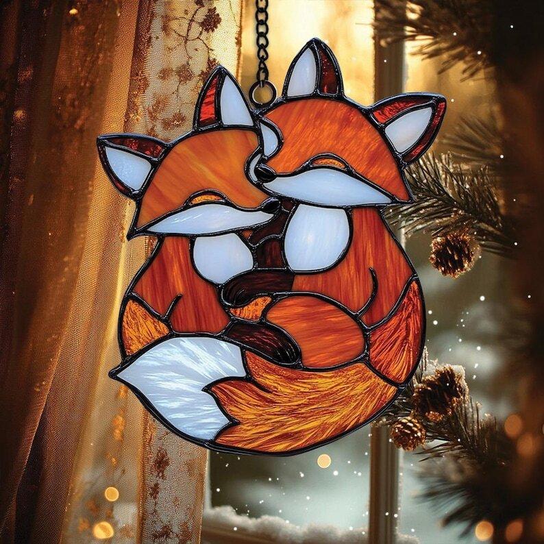 Fox On Book ACRYLIC Window Hanging Fox Home Decor Fox Book Decor Book Lover Gift Library Decor Librarian Gift Thanksgiving gift bookworm