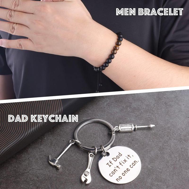 Dad Gifts, 8countFathers Day Gift Includes 20oz Tumbler with Lid Straw Brush Socks Bracelet Key Chain Thanks Card Gift Box, Dad Ever Gifts from Daughter Son for Christmas Birthday