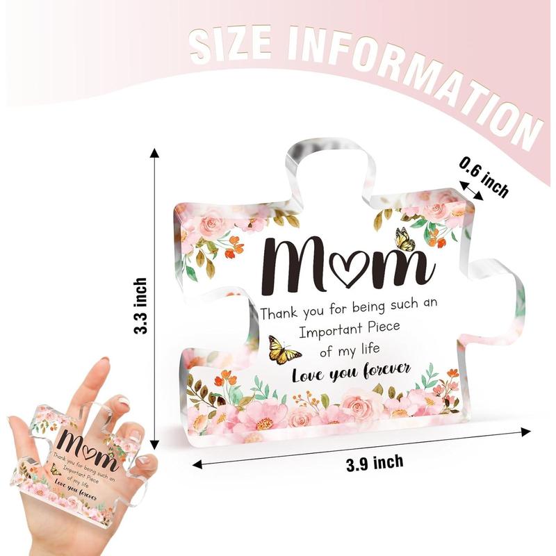 Gifts for Mom - Delicate Mom Birthday Gifts from Daughter Son - Engraved Acrylic Block Puzzle  3.9 x 3.3 inch - Mothers Day Birthday Christmas Gifts for Mom, Ideas