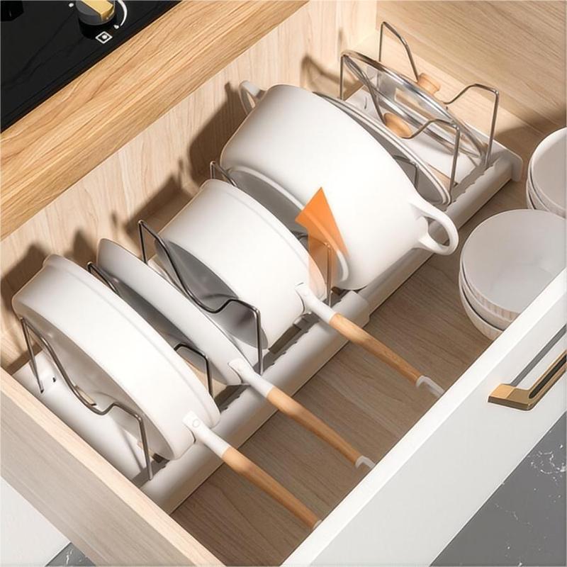 Adjustable Kitchen Pot Storage Rack, Pot Lid Holder,Multifunctional Kitchen Storage Organizer, Kitchen Gadgets, Tableware Storage