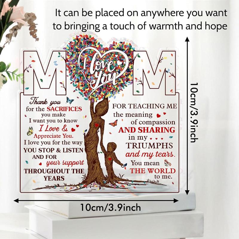 Mom Acrylic Ornament, 1 Count Creative Design Acrylic Plaque, Desktop Decoration for Home Office, Gift for Mom, Home Decor, Room Decor