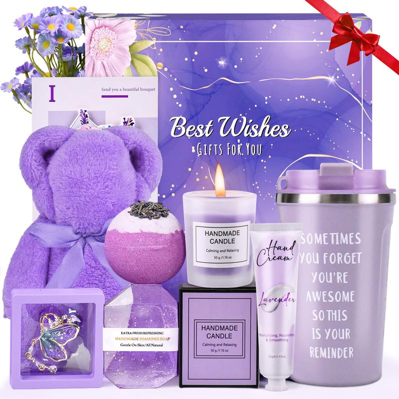 Christmas Gifts - Gift Baskets for Women Friends Mom Her Sister Wife Girlfriend Coworker, Lavender Spa Gift Set for Christmas Gifts, Gifts for Women, Birthday Gifts for Women