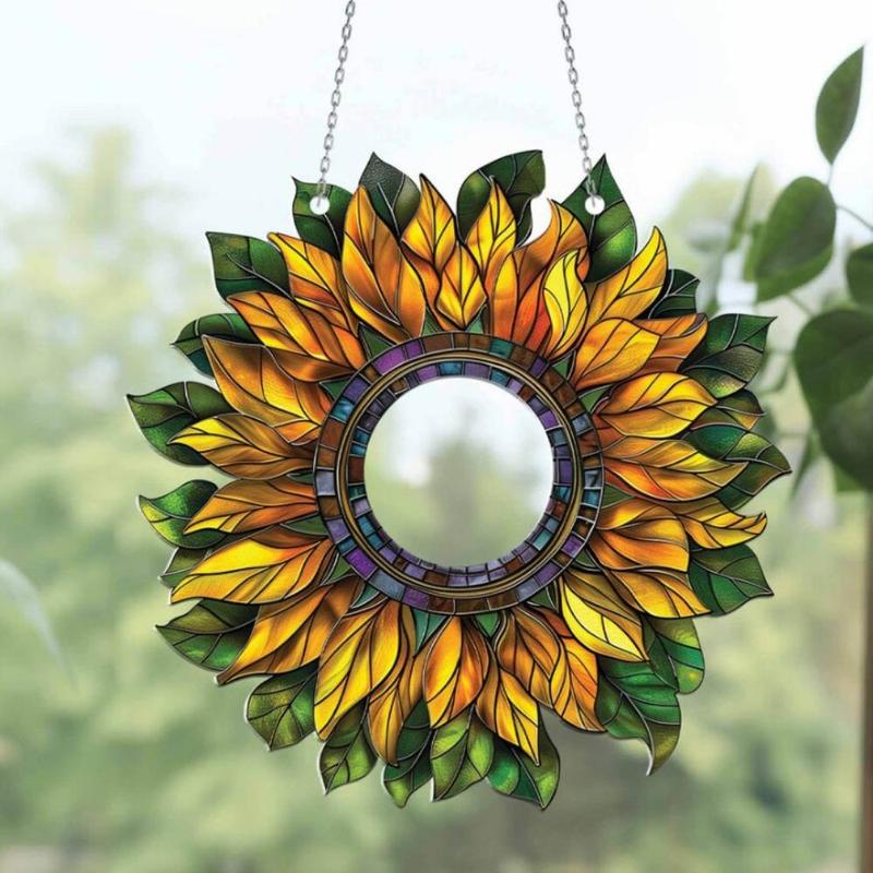 Sunflower Pattern Hanging Decor, Flower Design Hanging Ornament, Boho Style Wall Hanging for Home Garden, Gifts for Women