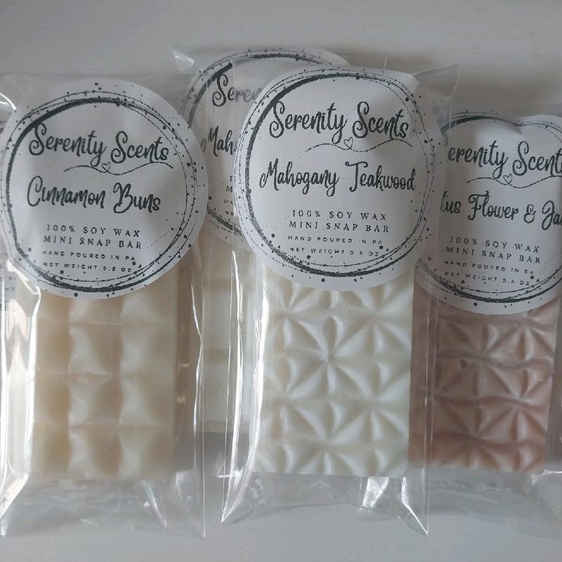 Minis! Sample Size Mini Wax Melt Snap Bar - Assorted Designs - 100% Soy Wax Candle Decor