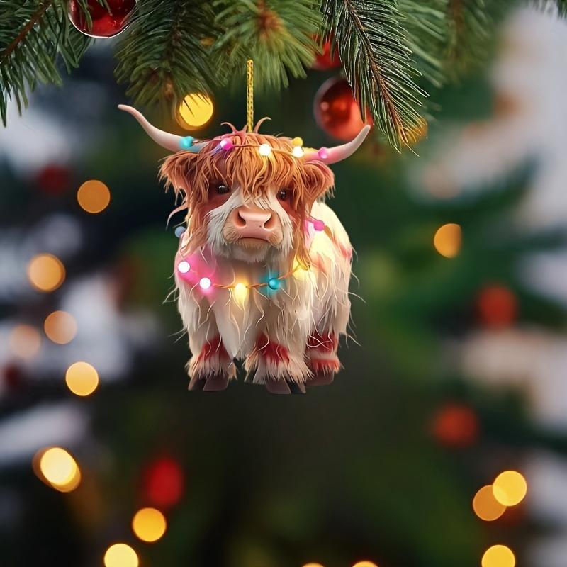 Cute Highland Cow Design Hanging Ornament, 1 Count Acrylic Christmas Tree Hanging Decoration, Hanging Decor for Home Party Festival