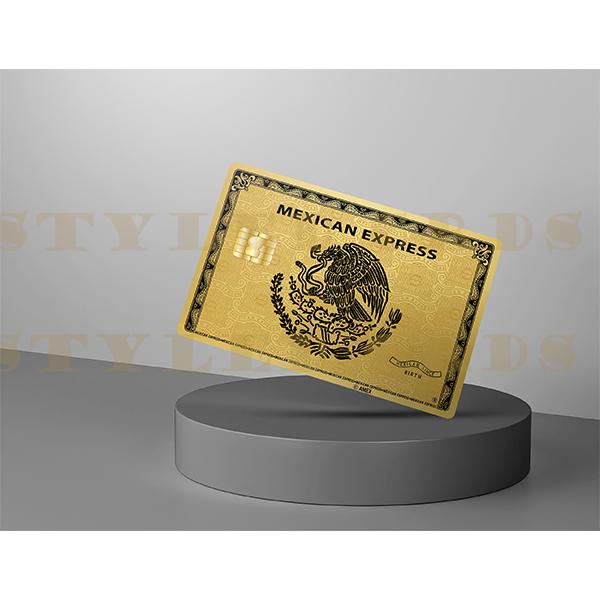 gold Mexican express with black eagle debit card sticker