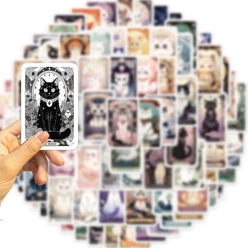 78pcs Cartoon Cat Tarot Series Graffiti Sticker, Creative Waterproof Decorative Stickers, Diy Decals For Water Bottle, Laptop, Phone Case, Scrapbooking, Journal Making