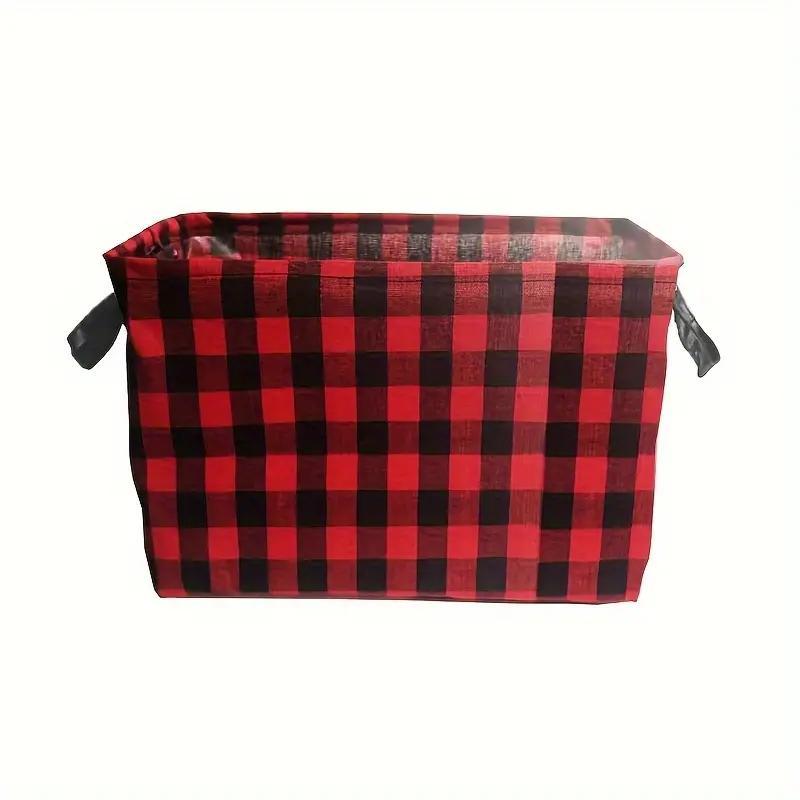 Plaid Pattern Storage Basket, 1 Count Foldable Clothes Toy Storage Basket with Handle, Home Organizer for Living Room Bedroom Closet Office Dormitory