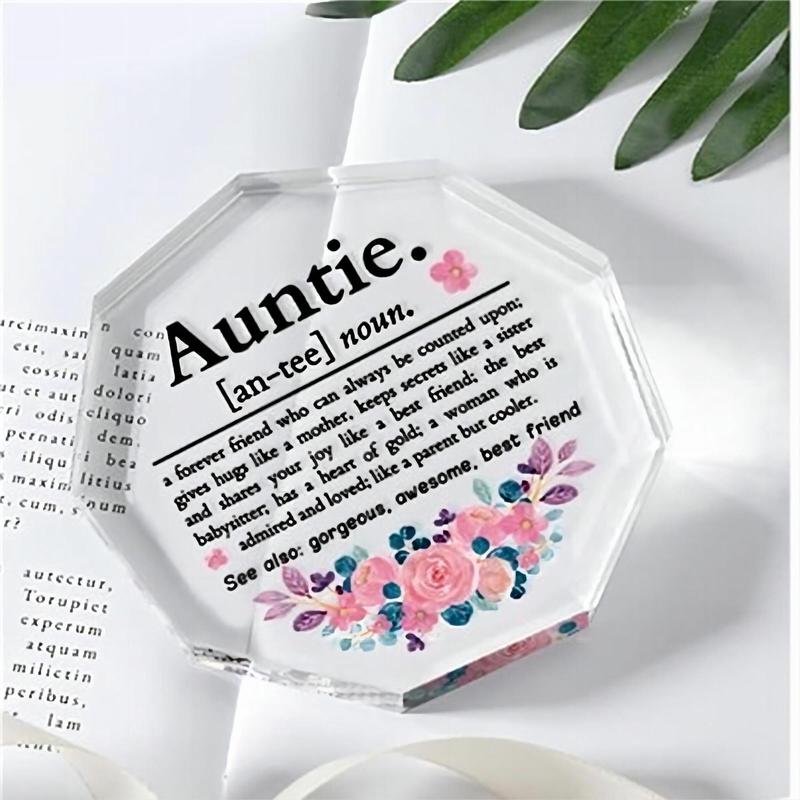 Acrylic Ornament, Flower & Letter Pattern Decorative Craft, Creative Gift for Auntie, Spring Decor 2024