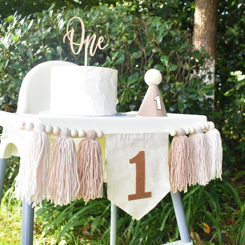 First Birthday Party Banner, 1 Count 1st Birthday Party High Chair Banner with Tassel, Photo Booth Prop for Birthday Party