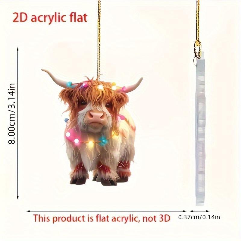 Cute Highland Cow Design Hanging Ornament, 1 Count Acrylic Christmas Tree Hanging Decoration, Hanging Decor for Home Party Festival