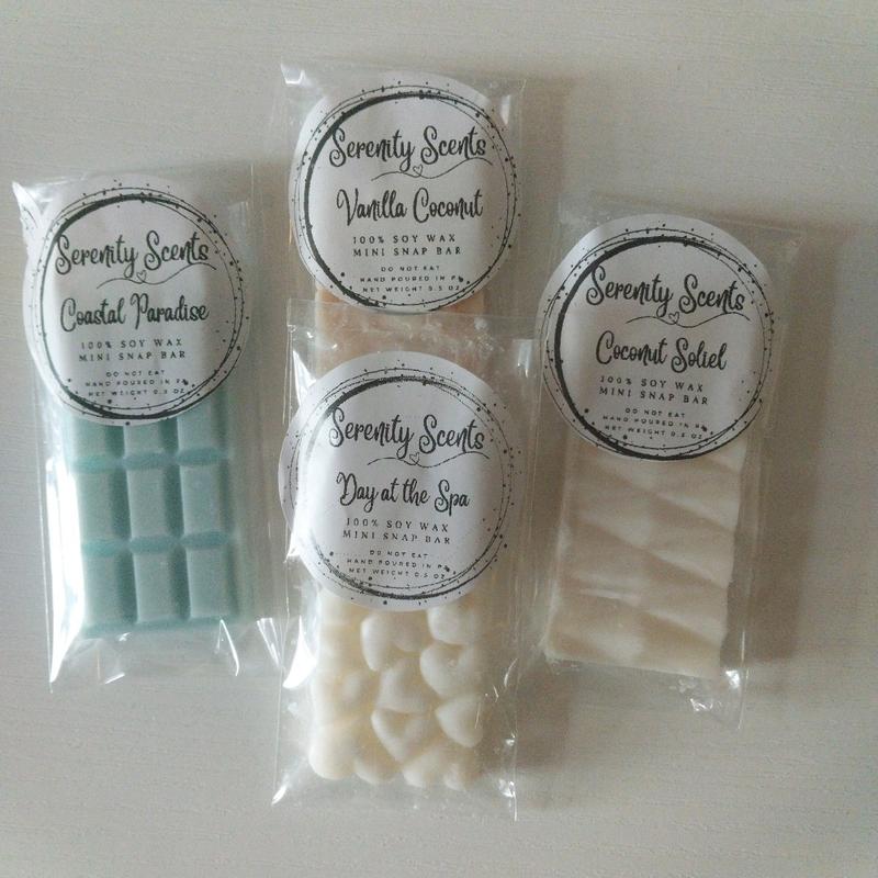 Minis! Sample Size Mini Wax Melt Snap Bar - Assorted Designs - 100% Soy Wax Candle Decor