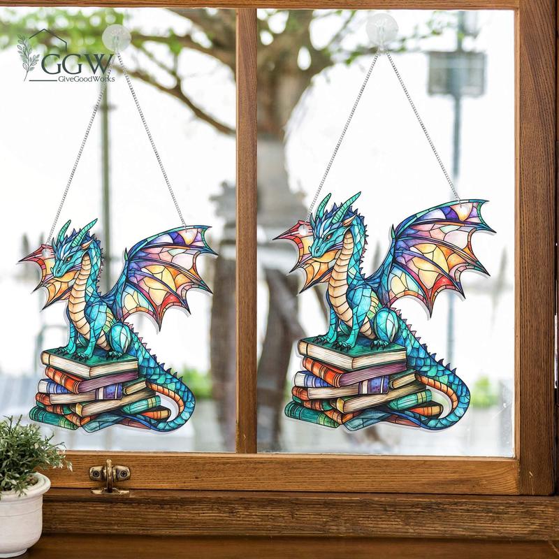 Dragon Suncatcher Ornament - Bookish Home Decor - Premium Quality Acrylic Window Hanging - Artwork, Decoration