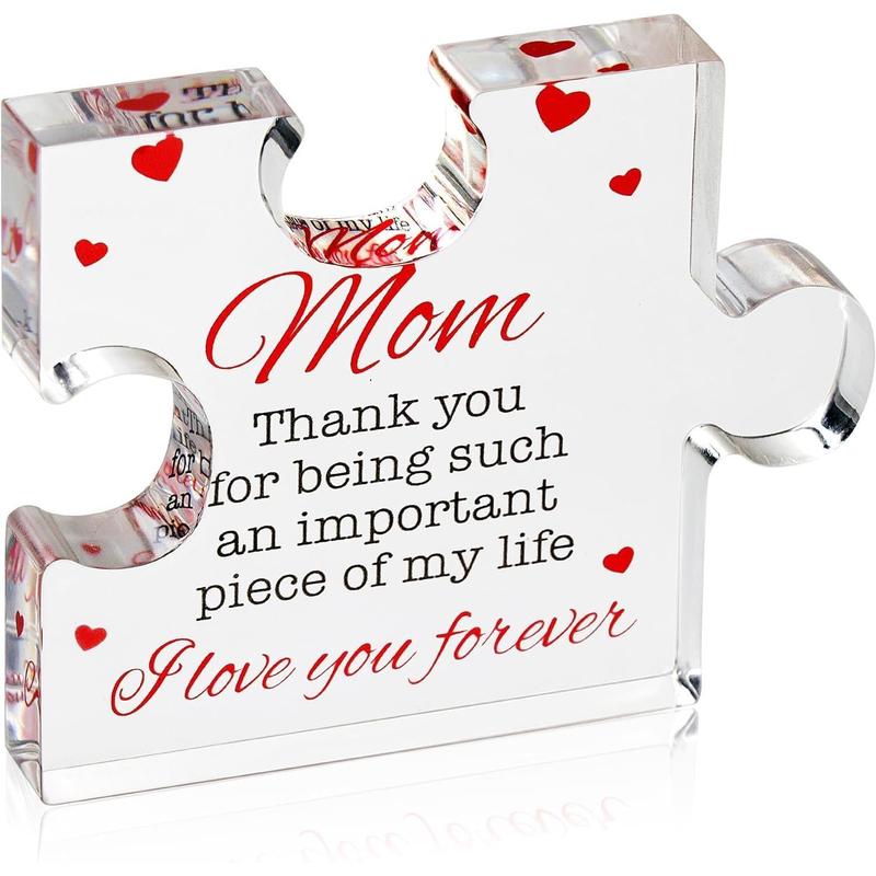 Mother's Day Gift, Gifts for Mom - Engraved Acrylic Block Puzzle Mom Present 4.1 x 3.5 inch - Cool Mom Presents from Daughter, Son, Dad - Heartwarming Mom Birthday Gift, Christmas