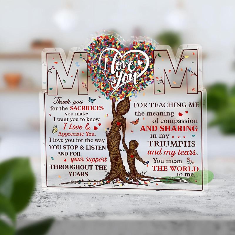 Mom Acrylic Ornament, 1 Count Creative Design Acrylic Plaque, Desktop Decoration for Home Office, Gift for Mom, Home Decor, Room Decor