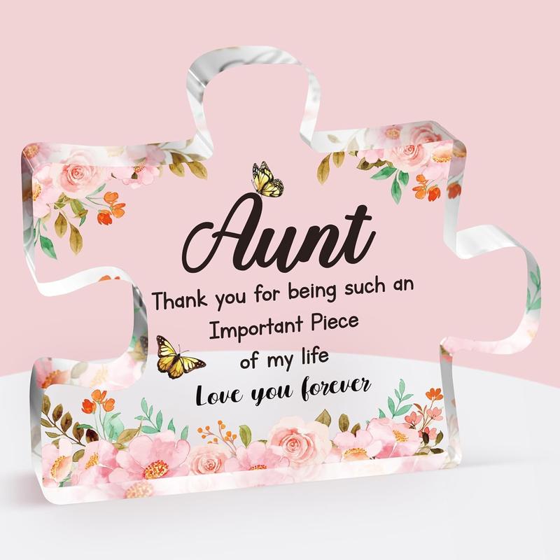 Auntie Gifts from Nephew Niece, Acrylic Puzzle Plaque Best Aunt Ever Gifts, Birthday Christmas Thanksgiving Day Gift Ideas for Great Auntie