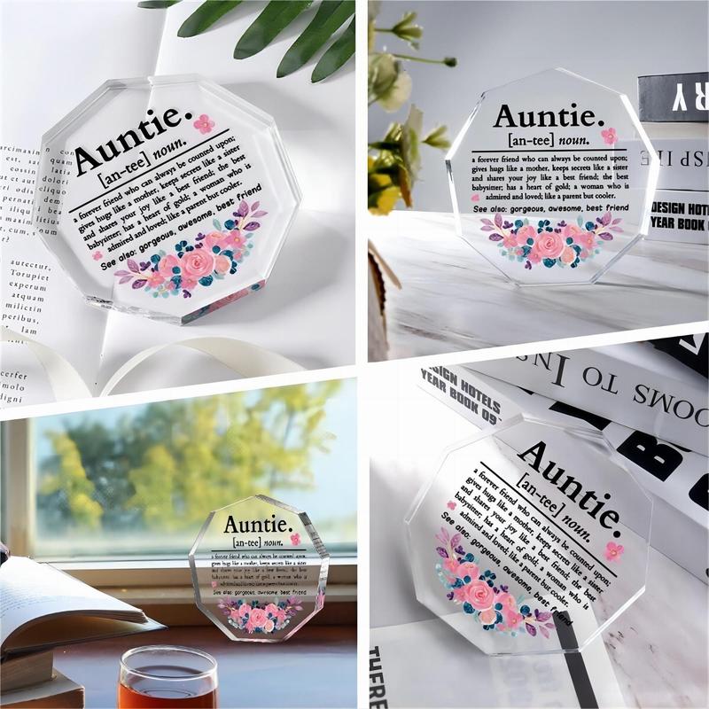 Acrylic Ornament, Flower & Letter Pattern Decorative Craft, Creative Gift for Auntie, Spring Decor 2024