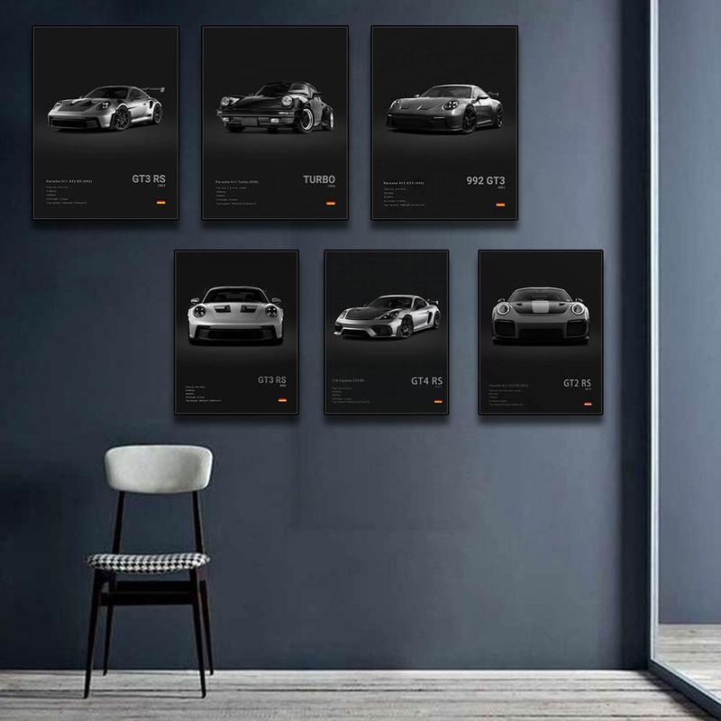 Sports Car Pattern Unframed Painting, 1 Count Modern Canvas Wall Art, Wall Decor for Home Living Room Bedroom Study Room, Home Decor