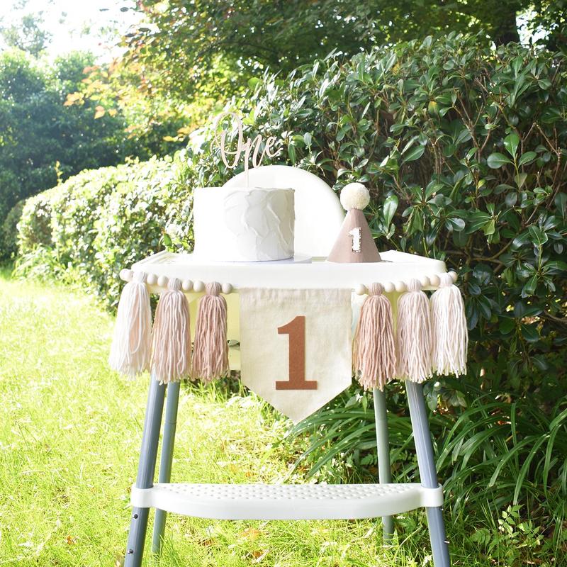 First Birthday Party Banner, 1 Count 1st Birthday Party High Chair Banner with Tassel, Photo Booth Prop for Birthday Party